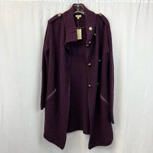 Trucco Womens Jacket Purple Knit Buttons Epaulettes Pockets Collar S New